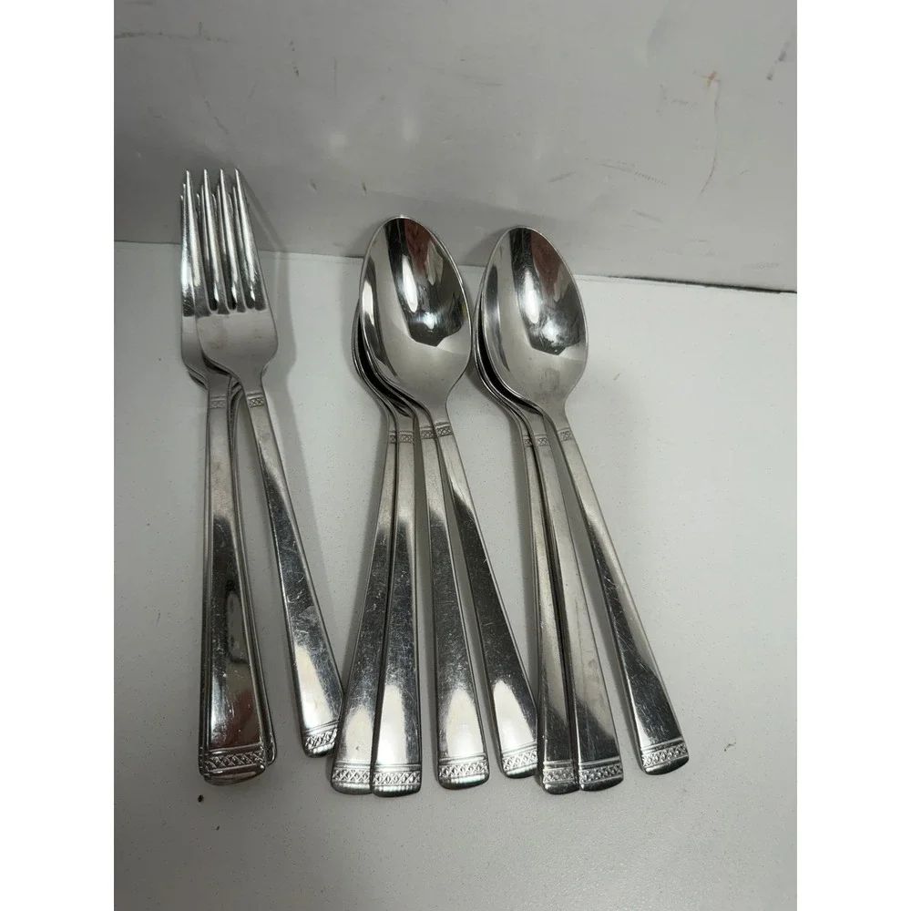 Gorham Studio 18/10 Stainless Flatware Set 36 Pc Knives Forks Spoons service / 7